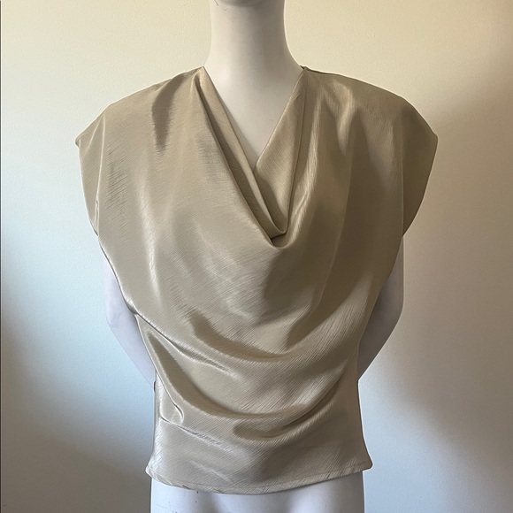Oscar de la Renta Tops - Oscar de la Renta Elegant Cream Drape Blouse Size 4